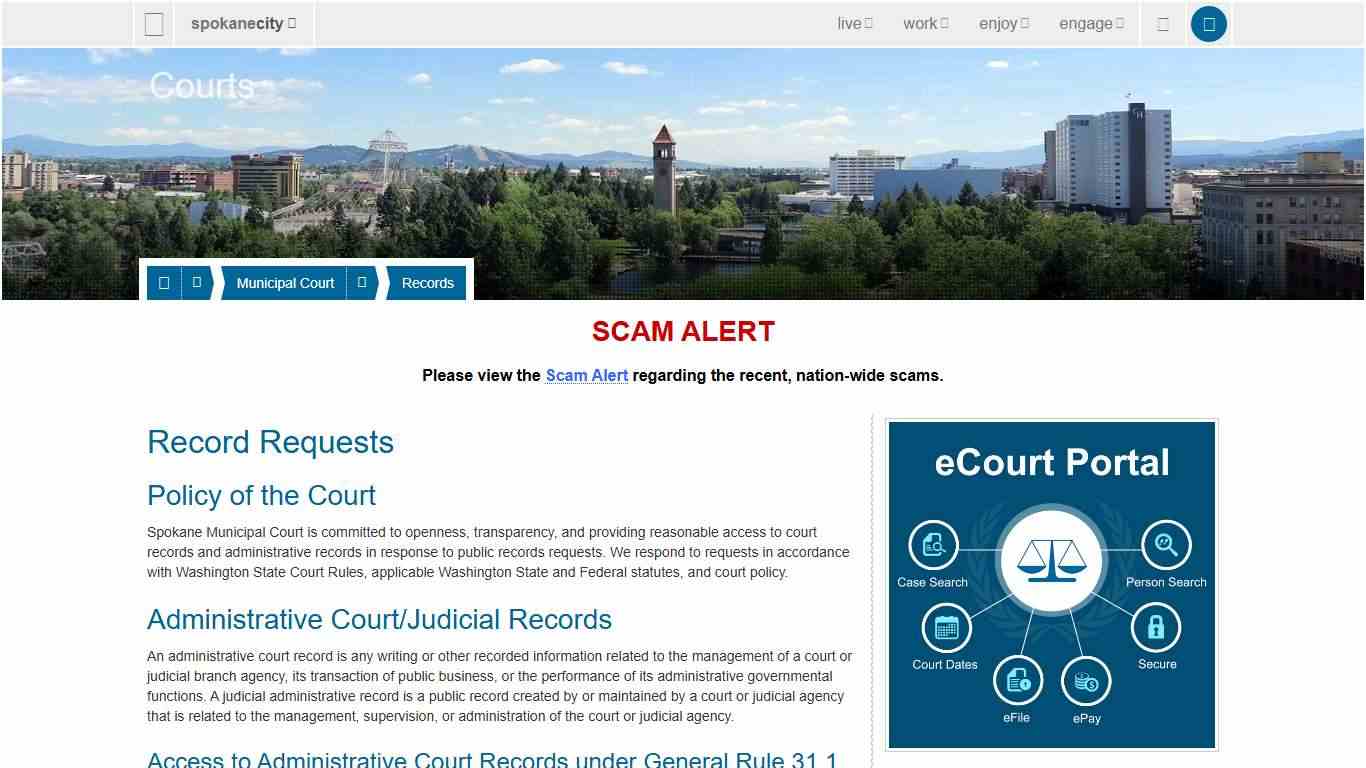 Municipal Court Record Requests - City of Spokane, Washington