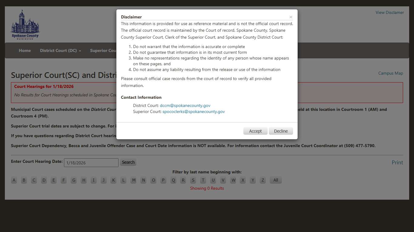 Spokane County Court Viewer